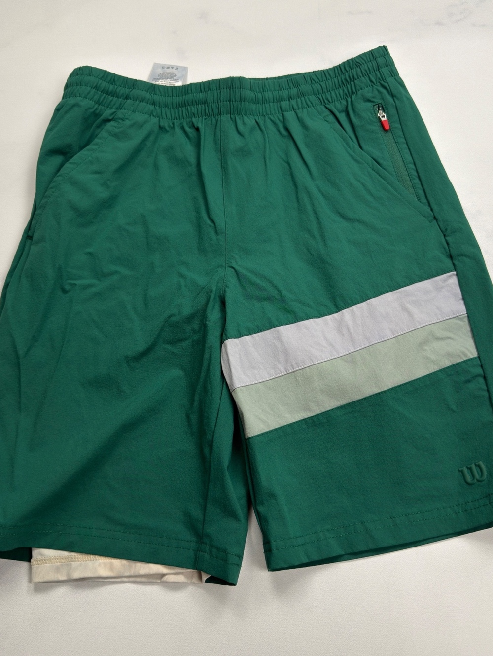 Wilson Athletic Shorts Green Reflective Stripe -  Boys XL